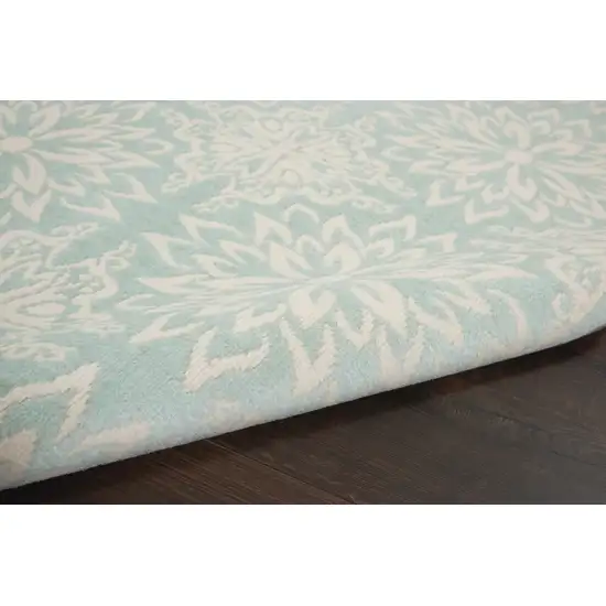 Aqua Floral Power Loom Area Rug Photo 7