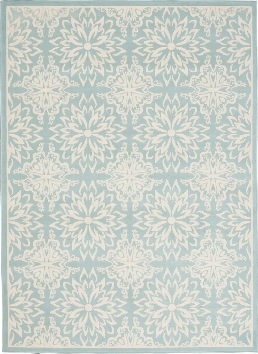 Aqua Floral Power Loom Area Rug Photo 4
