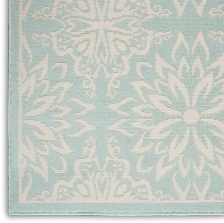 Aqua Floral Power Loom Area Rug Photo 8
