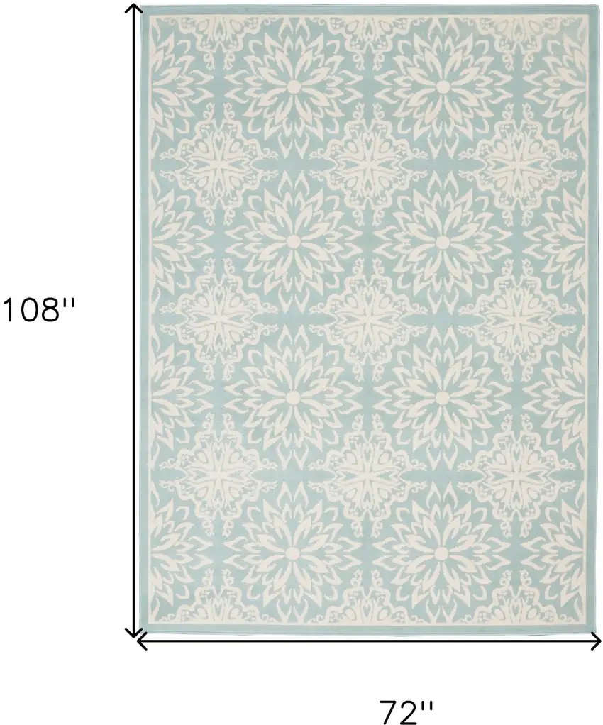 Aqua Floral Power Loom Area Rug Photo 9