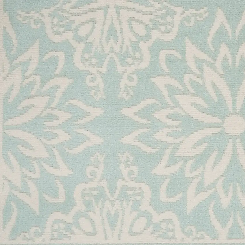 Aqua Floral Power Loom Area Rug Photo 8