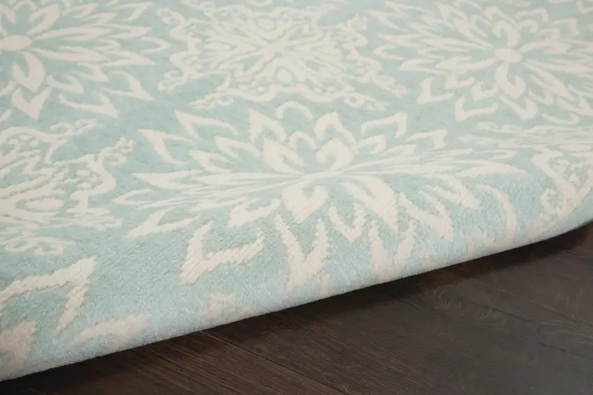 Aqua Floral Power Loom Area Rug Photo 5