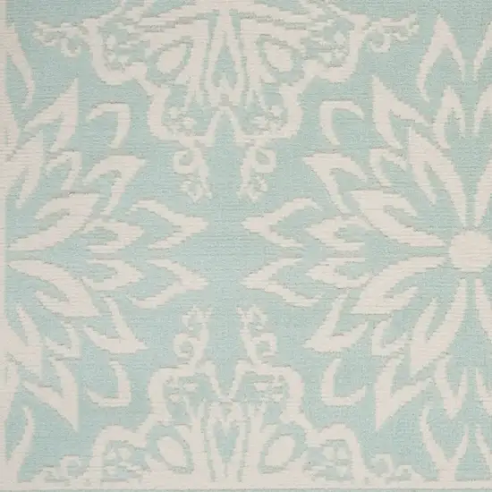 Aqua Floral Power Loom Area Rug Photo 1