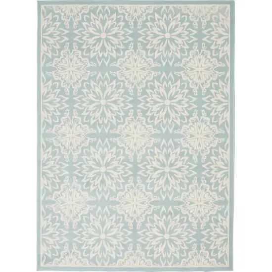 Aqua Floral Power Loom Area Rug Photo 8