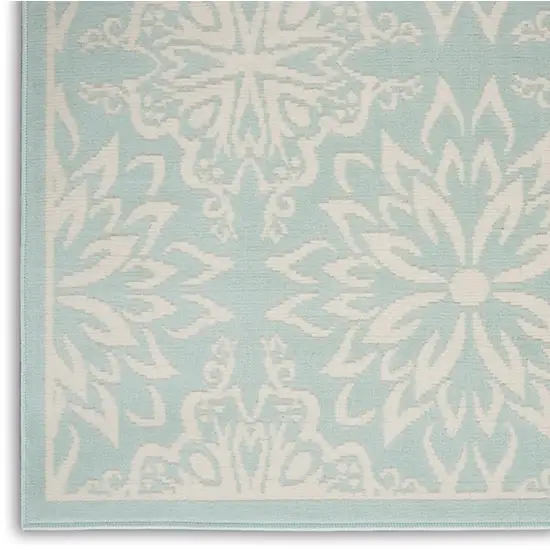 Aqua Floral Power Loom Area Rug Photo 8