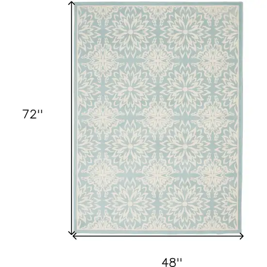 Aqua Floral Power Loom Area Rug Photo 9