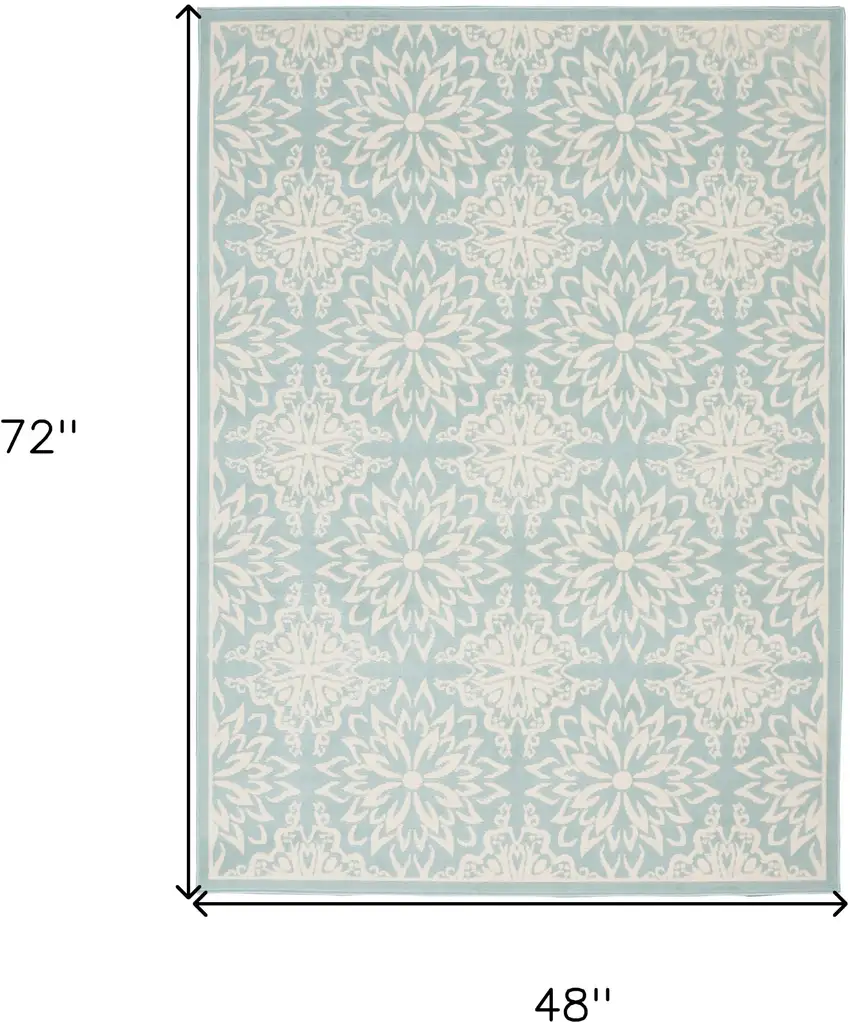 Aqua Floral Power Loom Area Rug Photo 9