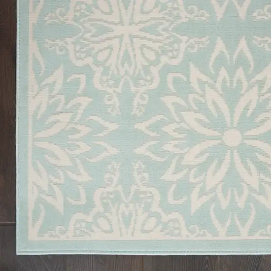 Aqua Floral Power Loom Area Rug Photo 8