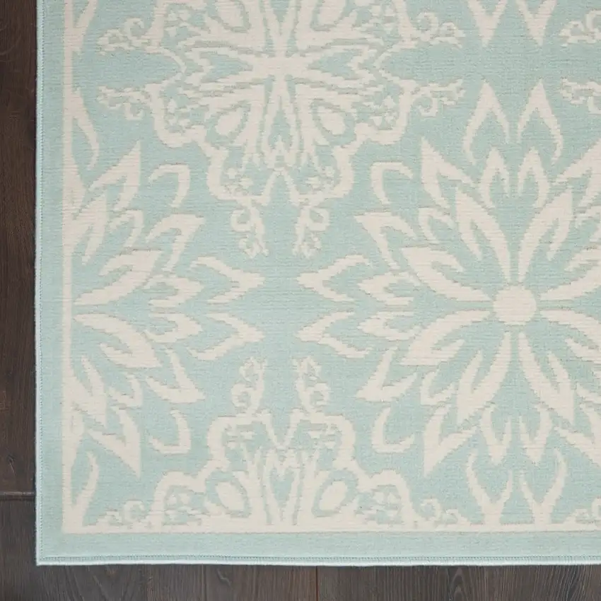 Aqua Floral Power Loom Area Rug Photo 8