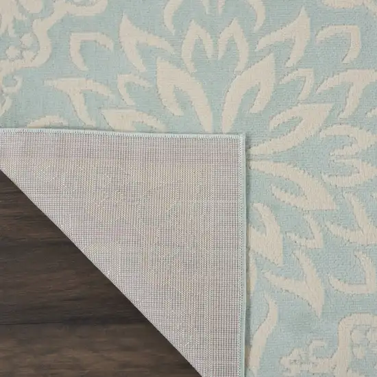 Aqua Floral Power Loom Area Rug Photo 9