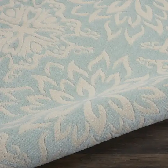Aqua Floral Power Loom Area Rug Photo 9