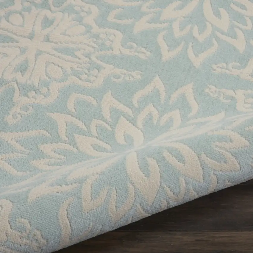 Aqua Floral Power Loom Area Rug Photo 9