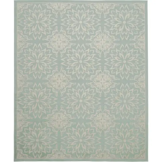 Aqua Floral Power Loom Area Rug Photo 8