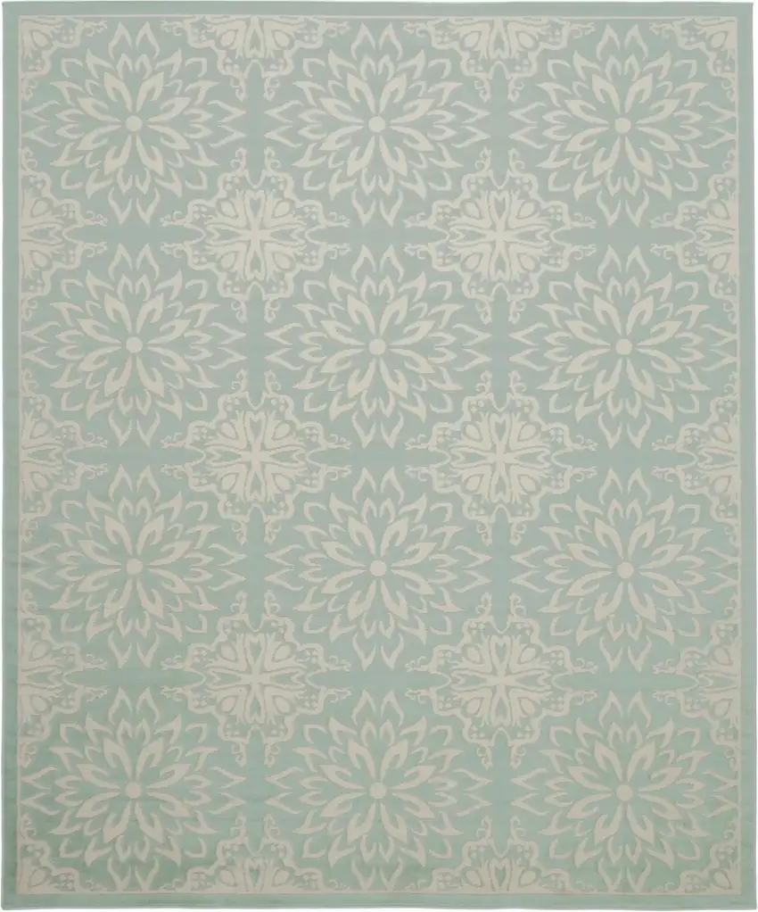 Aqua Floral Power Loom Area Rug Photo 8