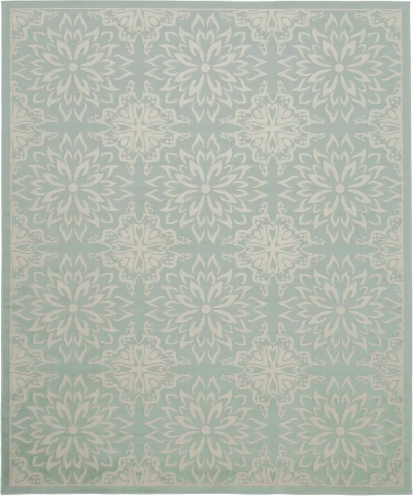 Aqua Floral Power Loom Area Rug Photo 2