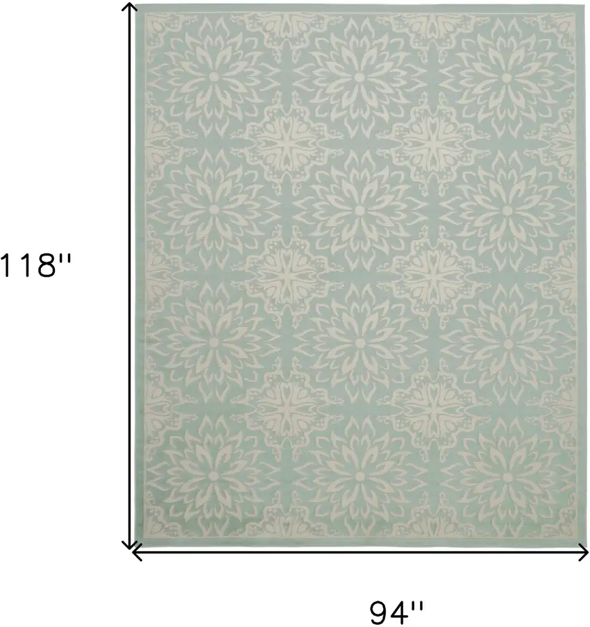 Aqua Floral Power Loom Area Rug Photo 9