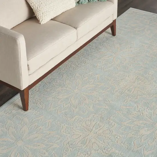 Aqua Floral Power Loom Area Rug Photo 6