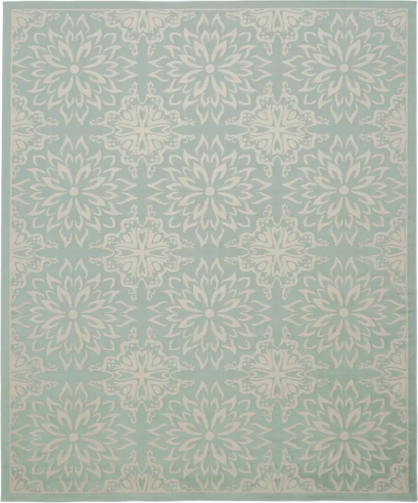Aqua Floral Power Loom Area Rug Photo 4