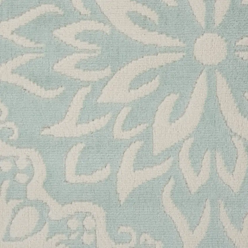 Aqua Floral Power Loom Area Rug Photo 4