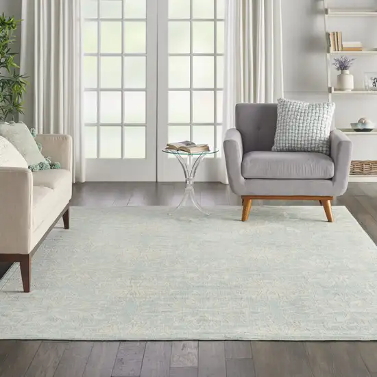 Aqua Floral Power Loom Area Rug Photo 5