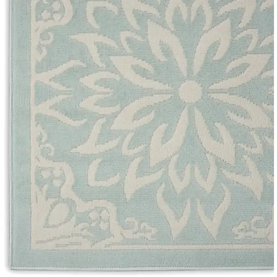 Aqua Floral Power Loom Area Rug Photo 7
