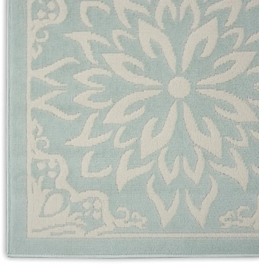 Aqua Floral Power Loom Area Rug Photo 7