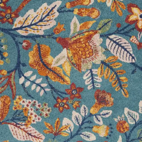 Aqua Floral Power Loom Area Rug Photo 3