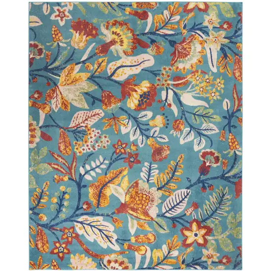 Aqua Floral Power Loom Area Rug Photo 6