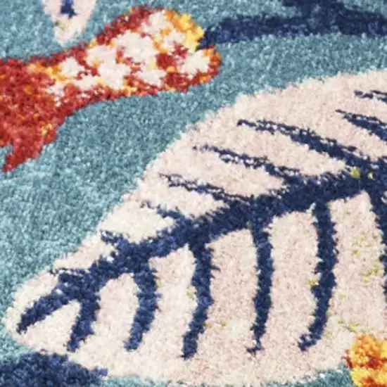 Aqua Floral Power Loom Area Rug Photo 1