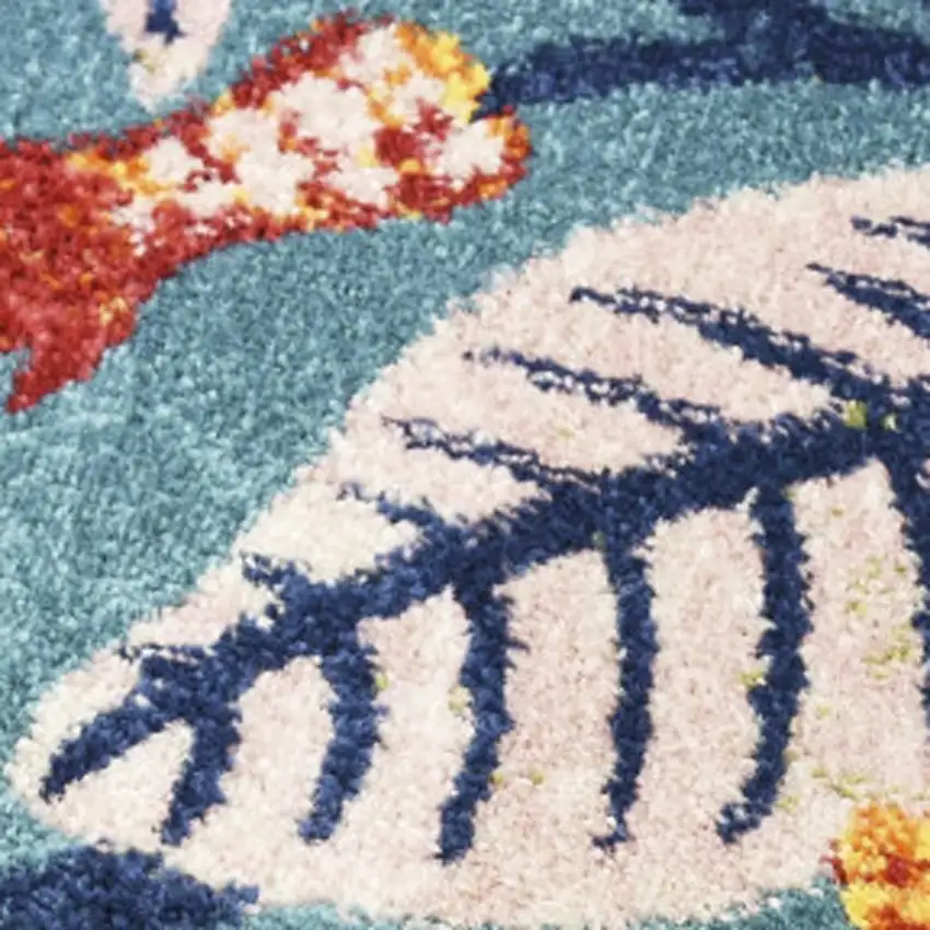 Aqua Floral Power Loom Area Rug Photo 1