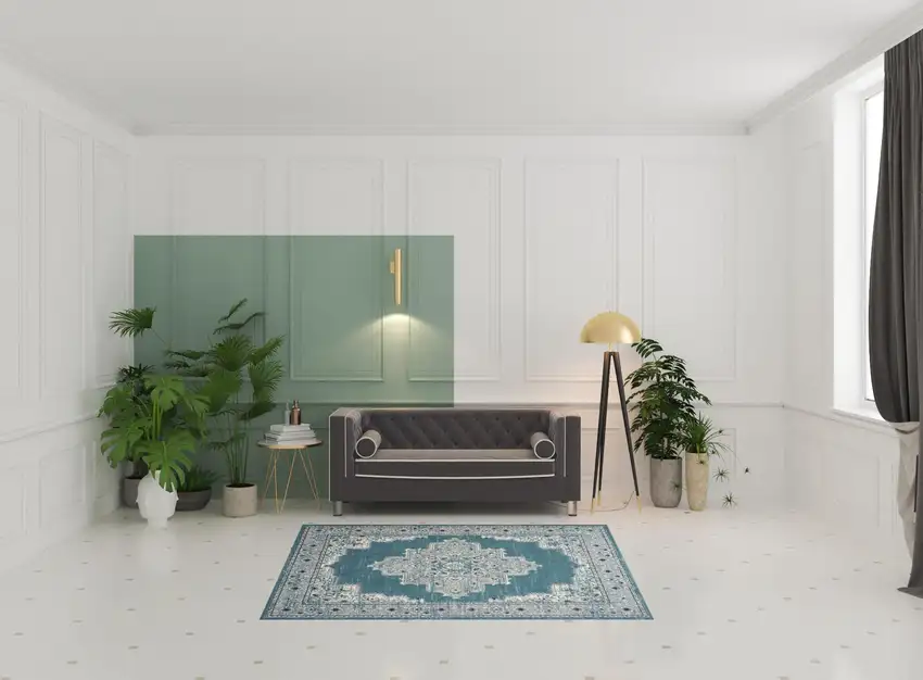 Aqua Floral Power Loom Distressed Area Rug Photo 2