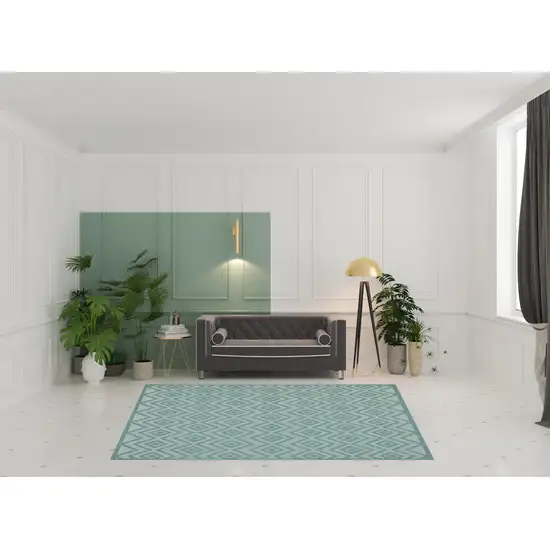 Aqua Geometric Flatweave Area Rug Photo 2