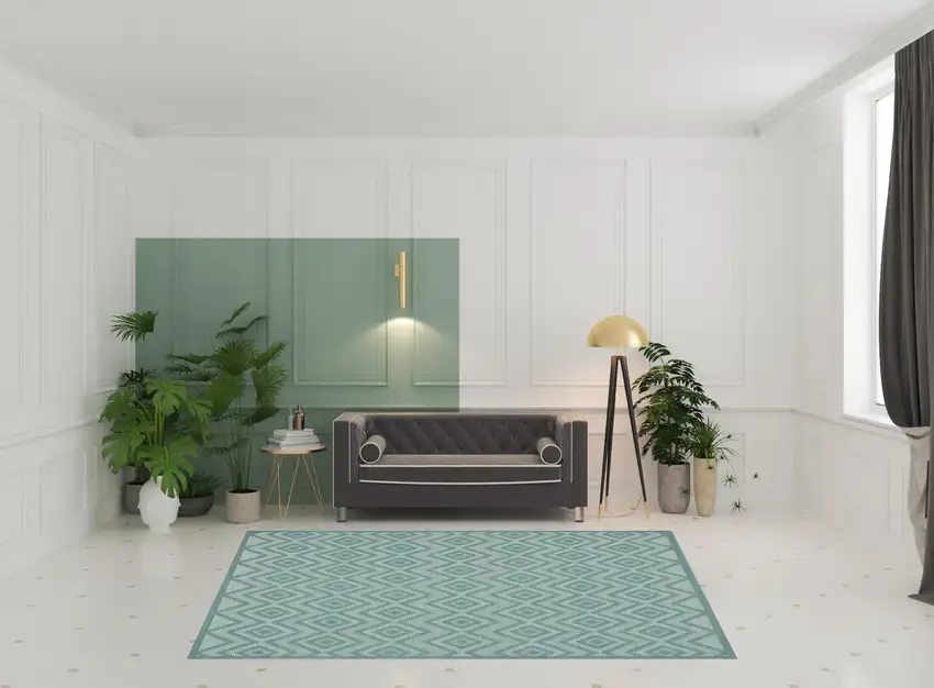 Aqua Geometric Flatweave Area Rug Photo 2