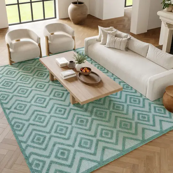 Aqua Indoor Outdoor Area Rug Photo 8