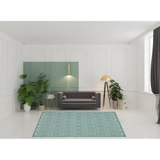 Aqua Geometric Flatweave Area Rug Photo 2