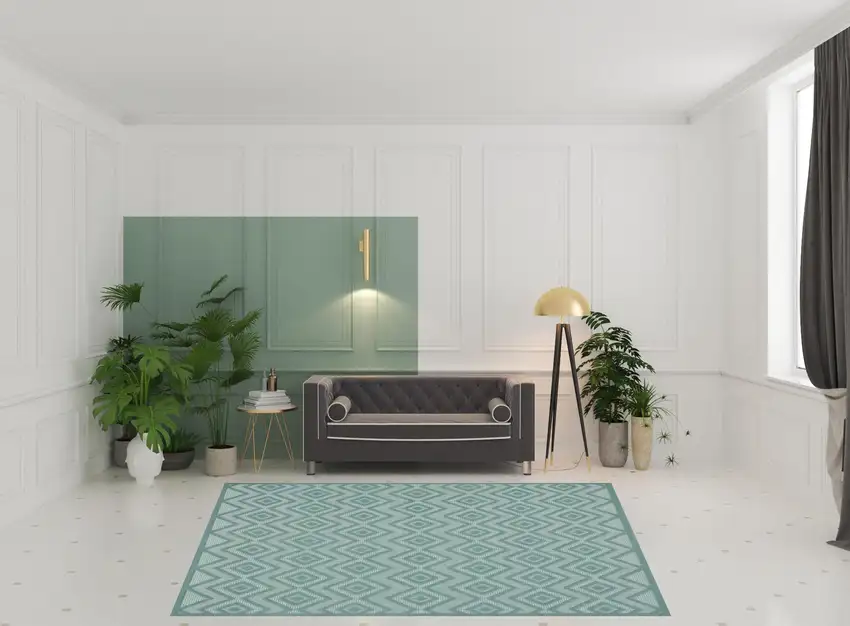Aqua Geometric Flatweave Area Rug Photo 2