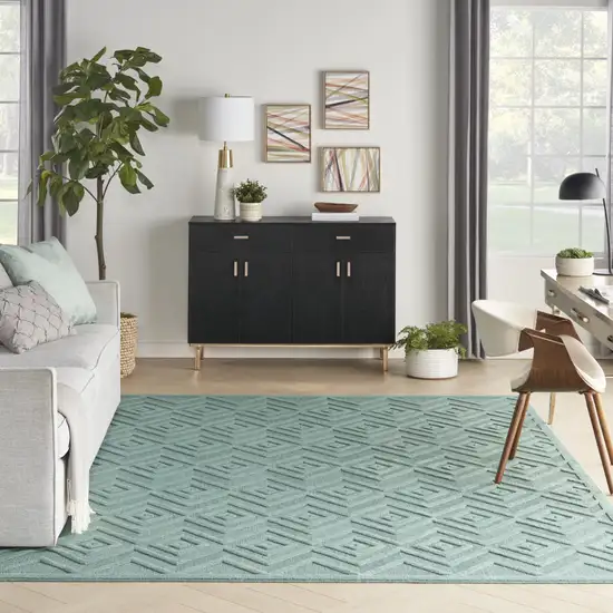 Aqua Geometric Flatweave Area Rug Photo 6