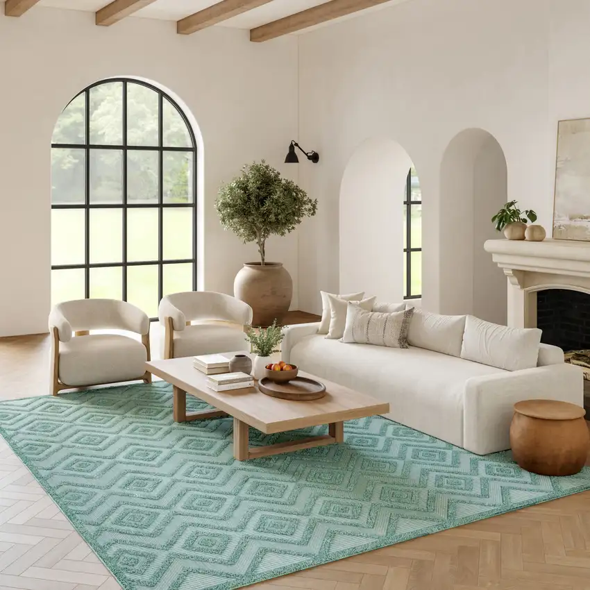 Aqua Indoor Outdoor Area Rug Photo 8