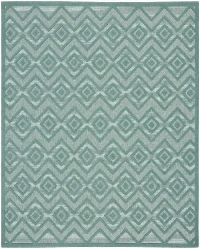 Aqua Geometric Flatweave Area Rug Photo 1