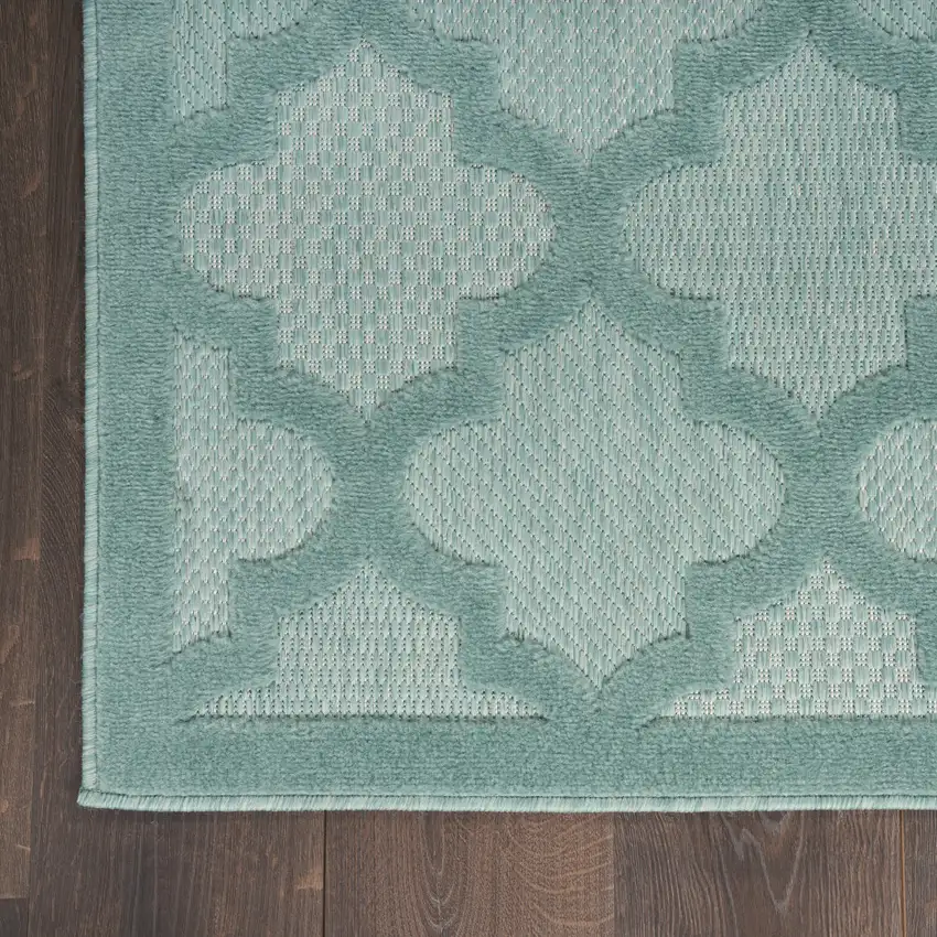 Aqua Geometric Flatweave Area Rug Photo 1