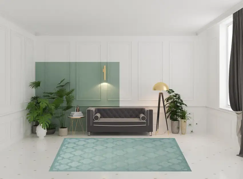 Aqua Geometric Flatweave Area Rug Photo 2