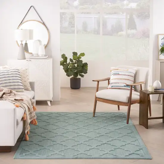 Aqua Geometric Flatweave Area Rug Photo 6