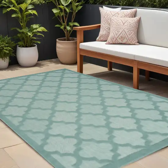 Aqua Geometric Flatweave Area Rug Photo 1
