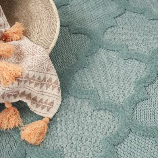 Aqua Geometric Flatweave Area Rug Photo 4