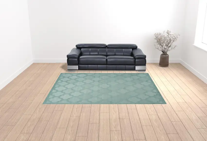 Aqua Geometric Flatweave Area Rug Photo 2