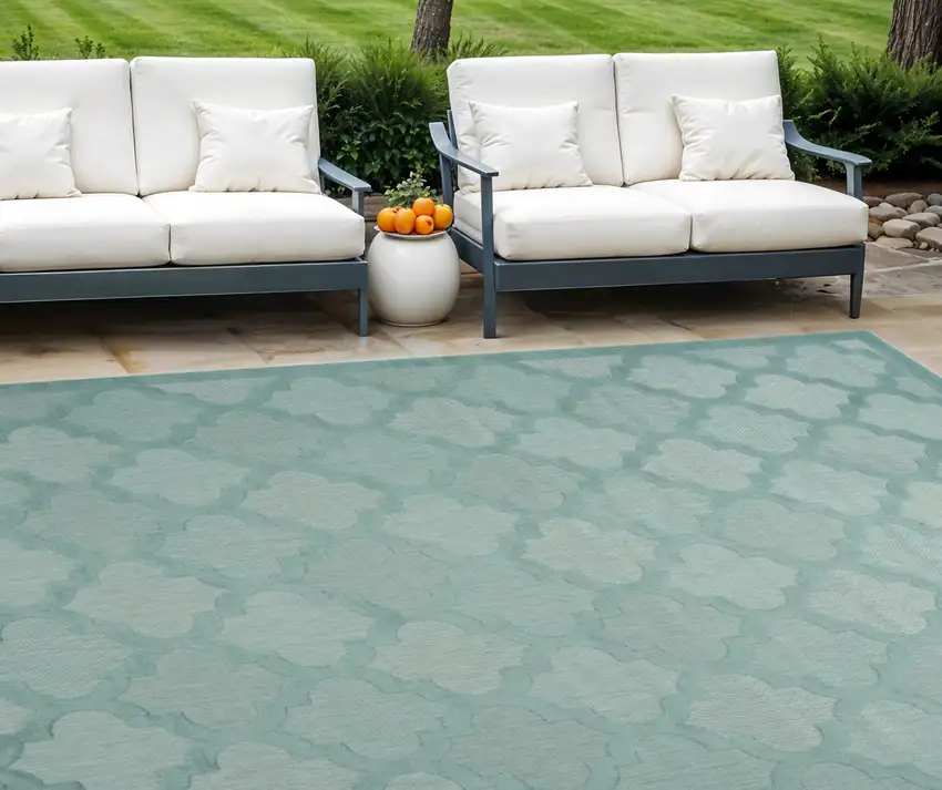 Aqua Geometric Flatweave Area Rug Photo 1
