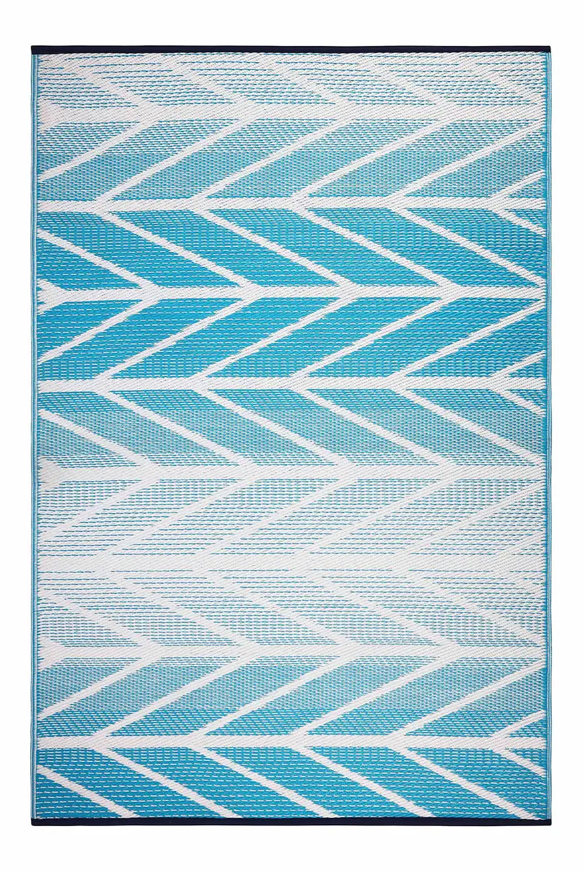 Aqua Geometric Indoor Outdoor Area Rug Photo 2