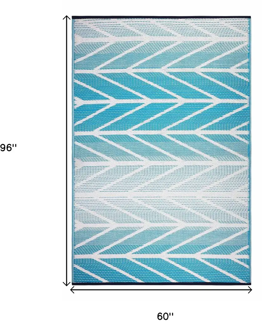 Aqua Geometric Indoor Outdoor Area Rug Photo 3
