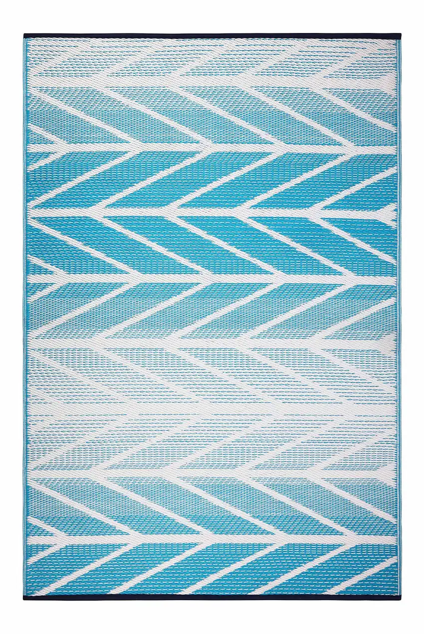 Aqua Geometric Indoor Outdoor Area Rug Photo 5