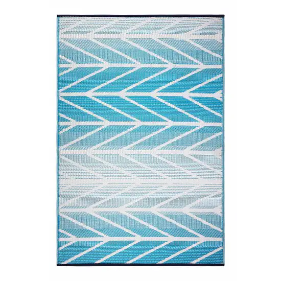 Aqua Geometric Indoor Outdoor Area Rug Photo 5